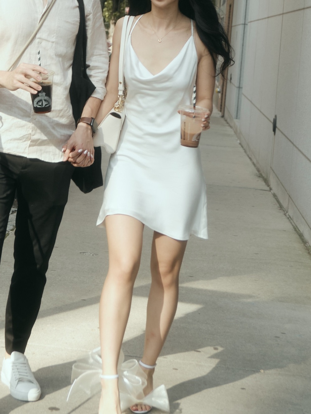White Long-Sleeve Mini Dress